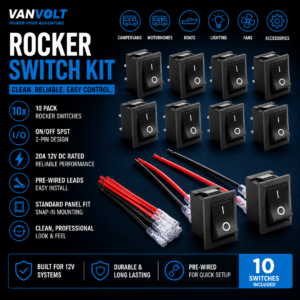 Mini Rocker Switch Kit – Pre-Wired ON/OFF Square Toggle Switches (10 Pack)