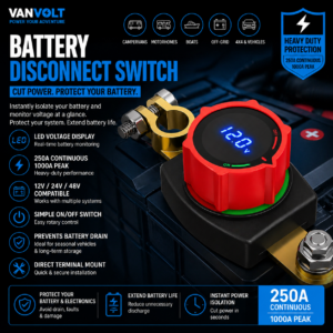 Heavy Duty Battery Disconnect Switch – LED Voltmeter (250A)
