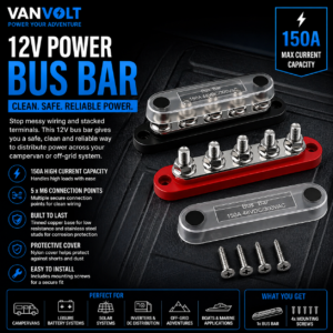 12V Bus Bar Power Distribution Block – 150A Heavy Duty Terminal Block