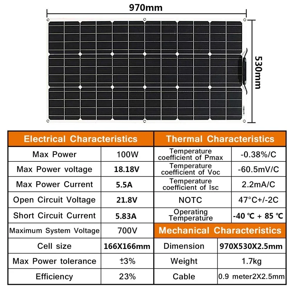 Flexible Solar Panel – Lightweight, Bendable & Waterproof (100W–600W) - Image 4